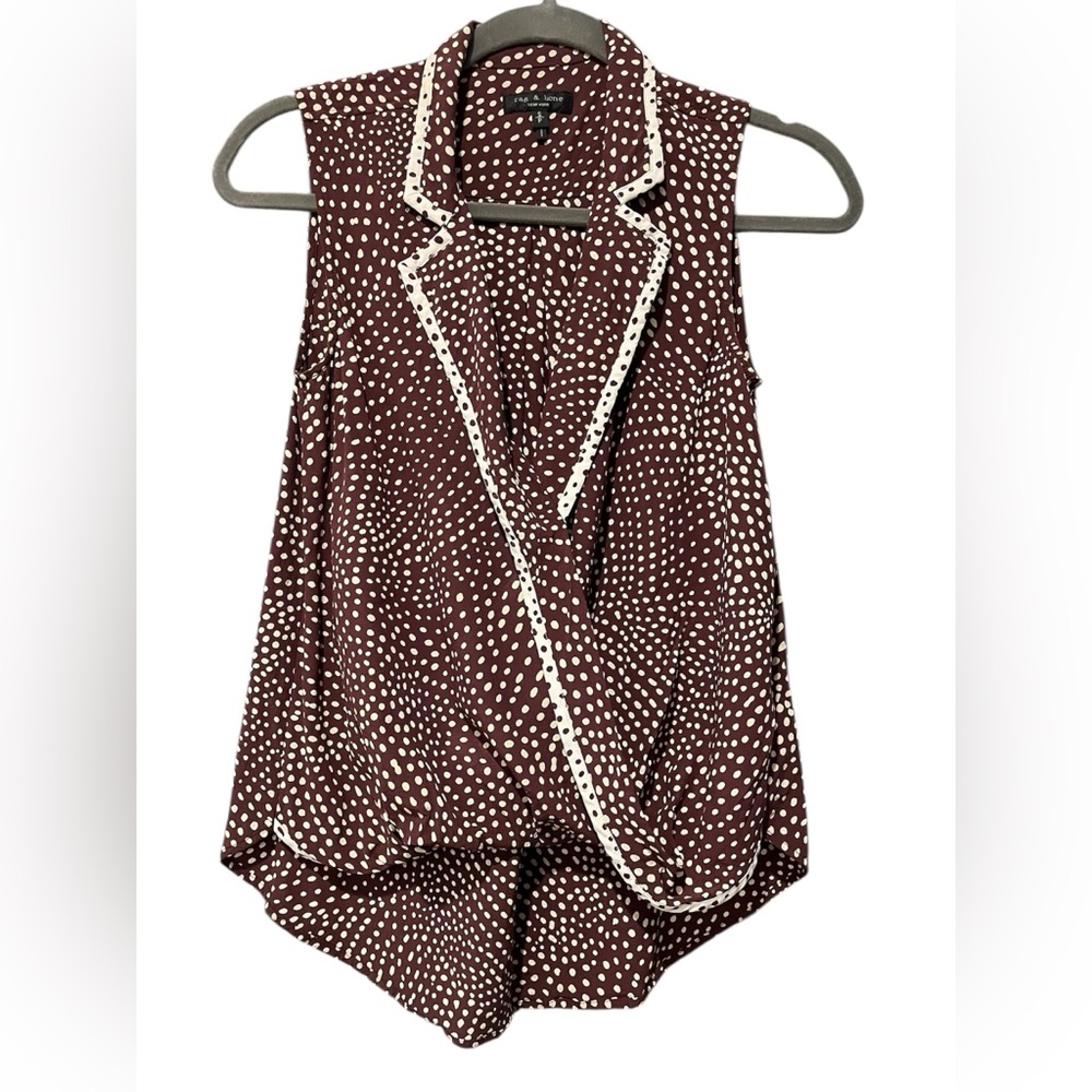 Rag & Bone Brown and White Polka Dot Women's top